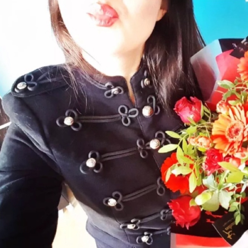 Zara Black Military-Style Jacket